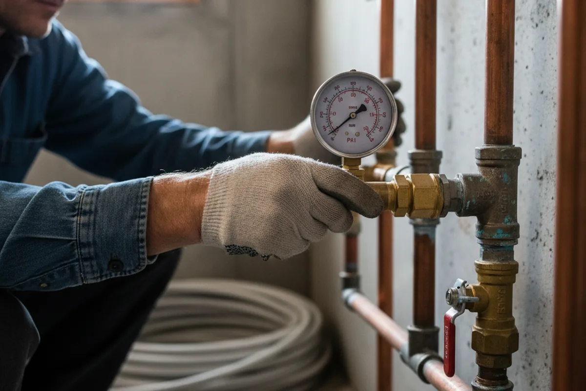 Pressure testing a repaired line during Water Line Repair in Saint Johnsville